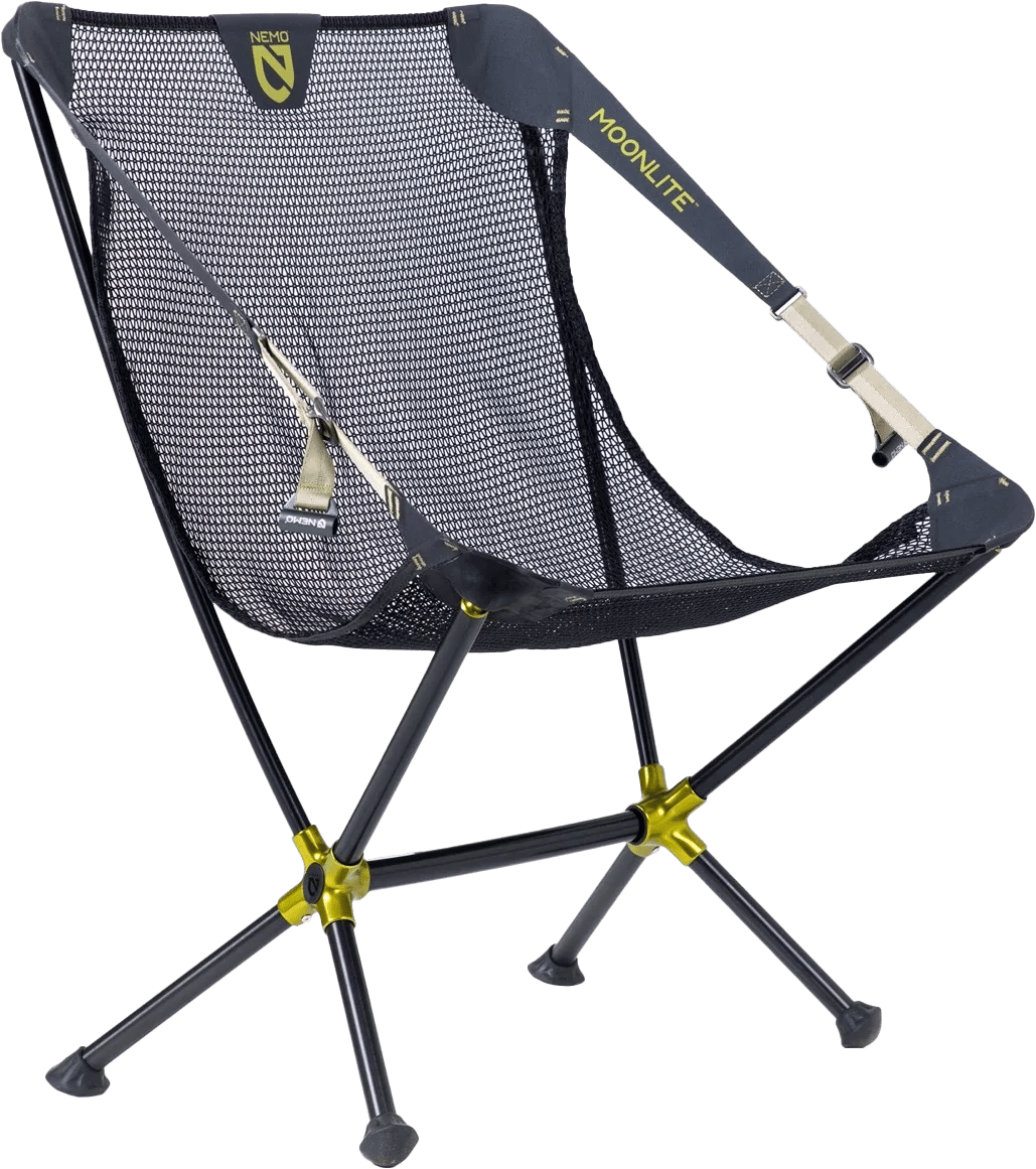 Svart Nemo Moonlite Reclining Camp Chair med trinnløs recline-funksjon i armlenene