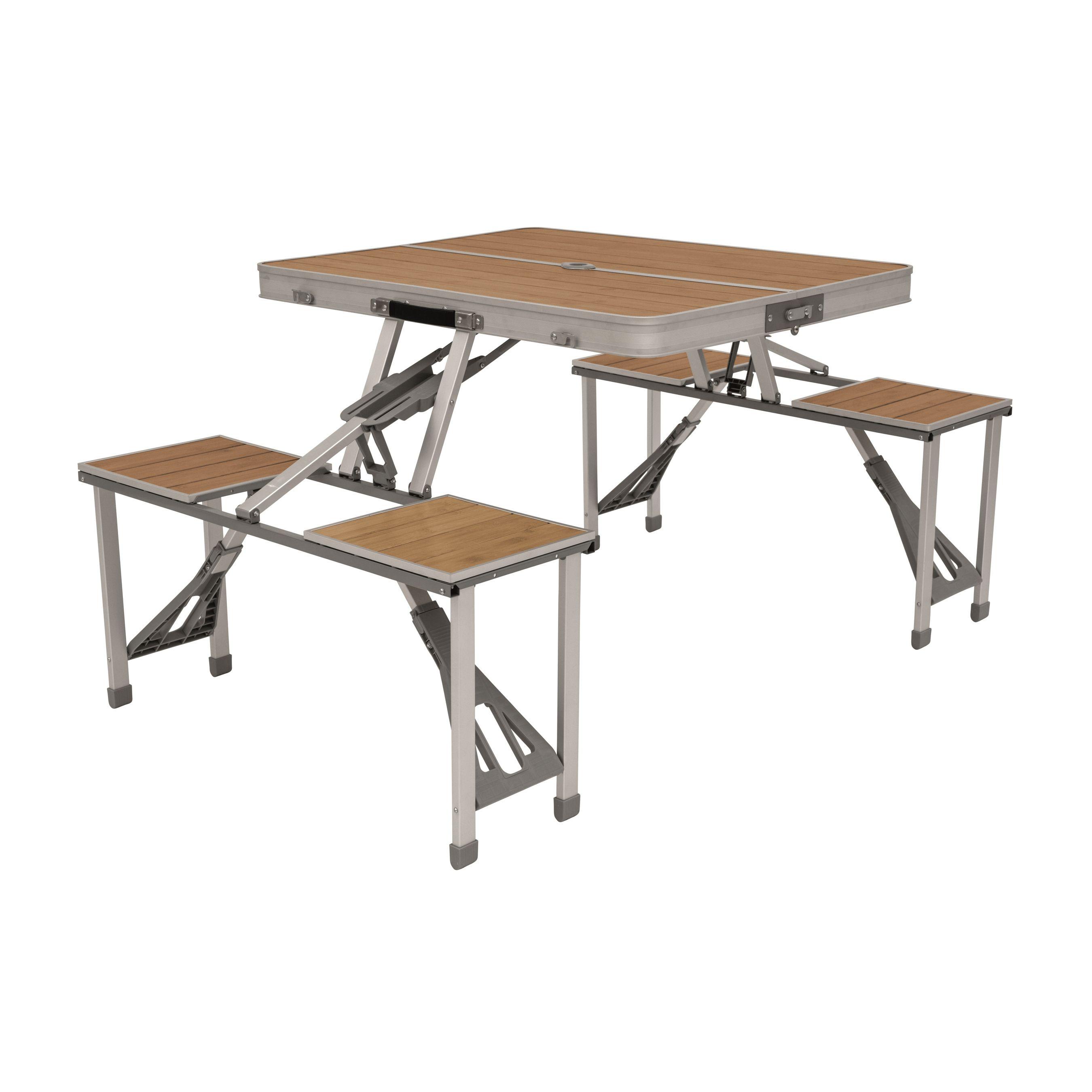 Outwell Dawson Picnic Table i brunt, piknikbord med integrerte benker