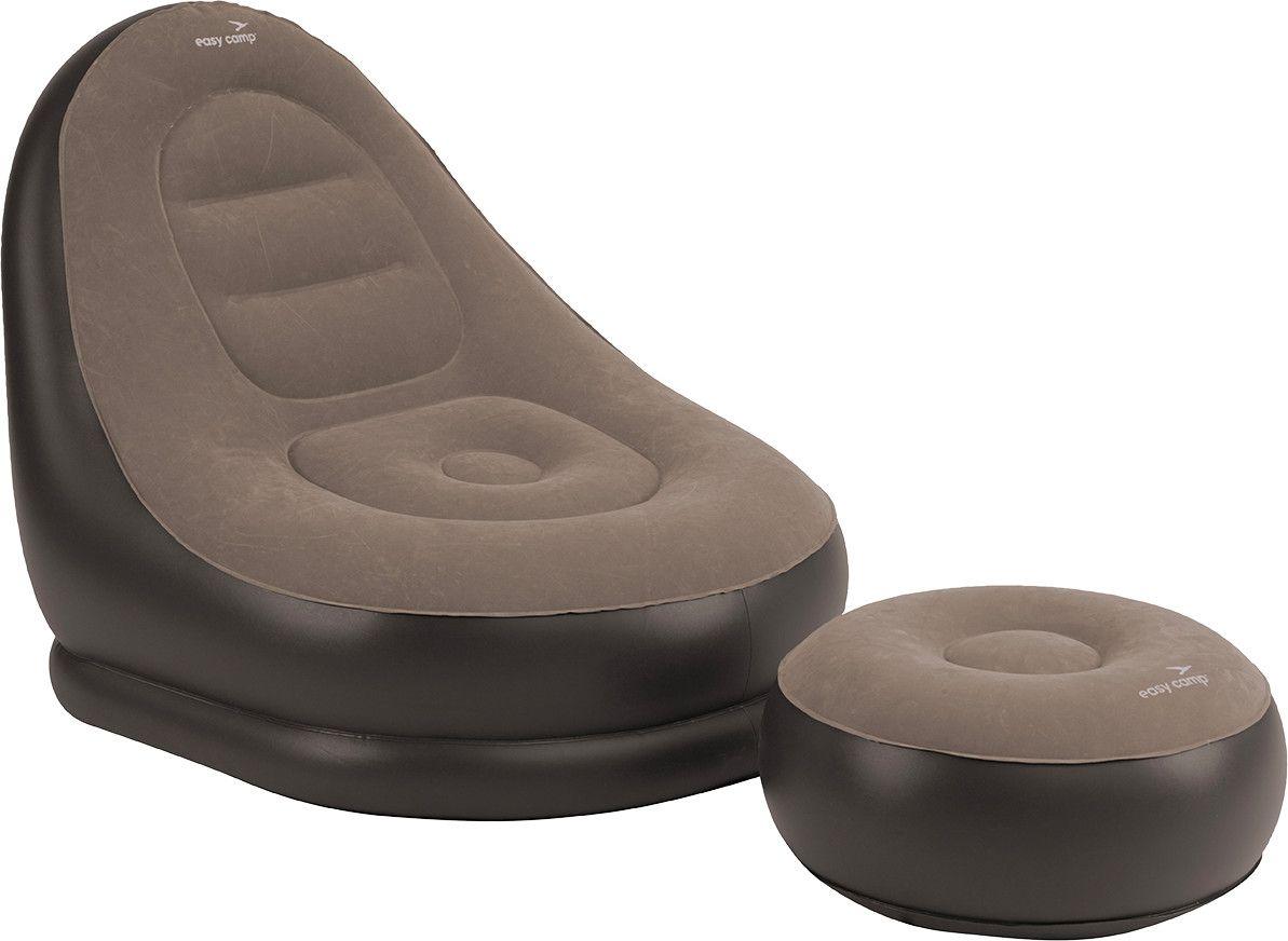 Brun oppblåsbar Easy Camp Maple Lounge Set med lenestol og tilhørende puff